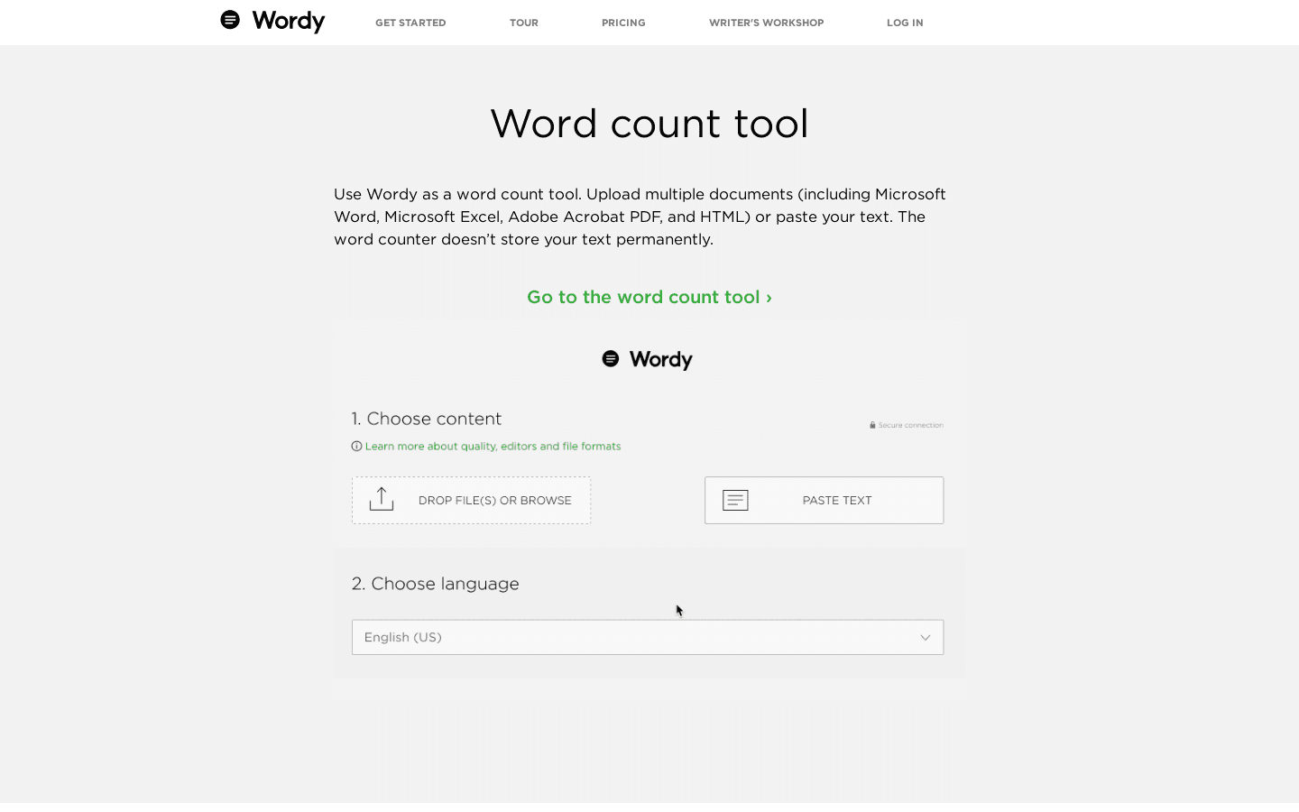 Word count tool preview