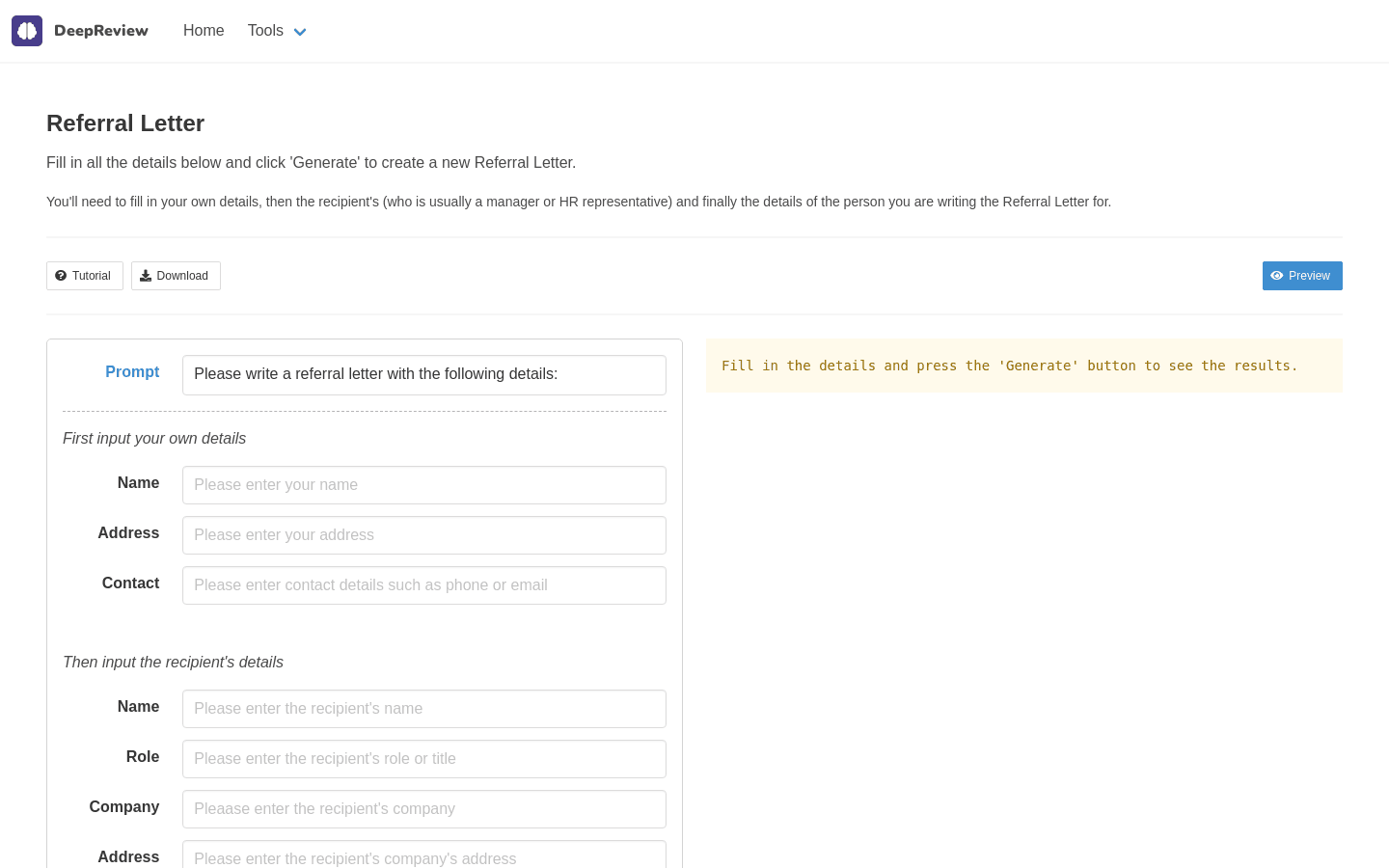 Referral Letter preview