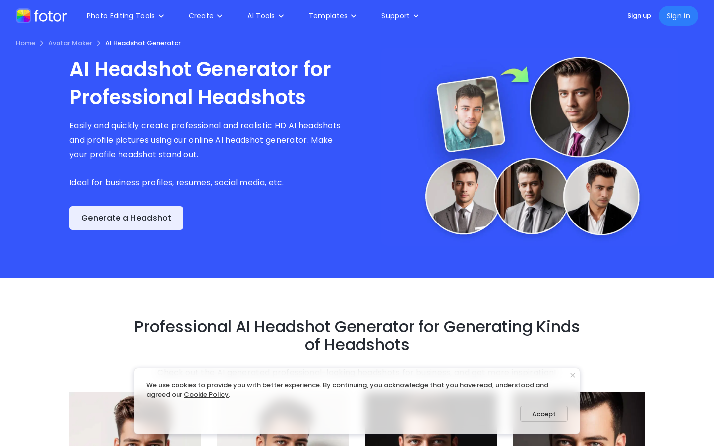 AI Headshot Generator by Fotor preview