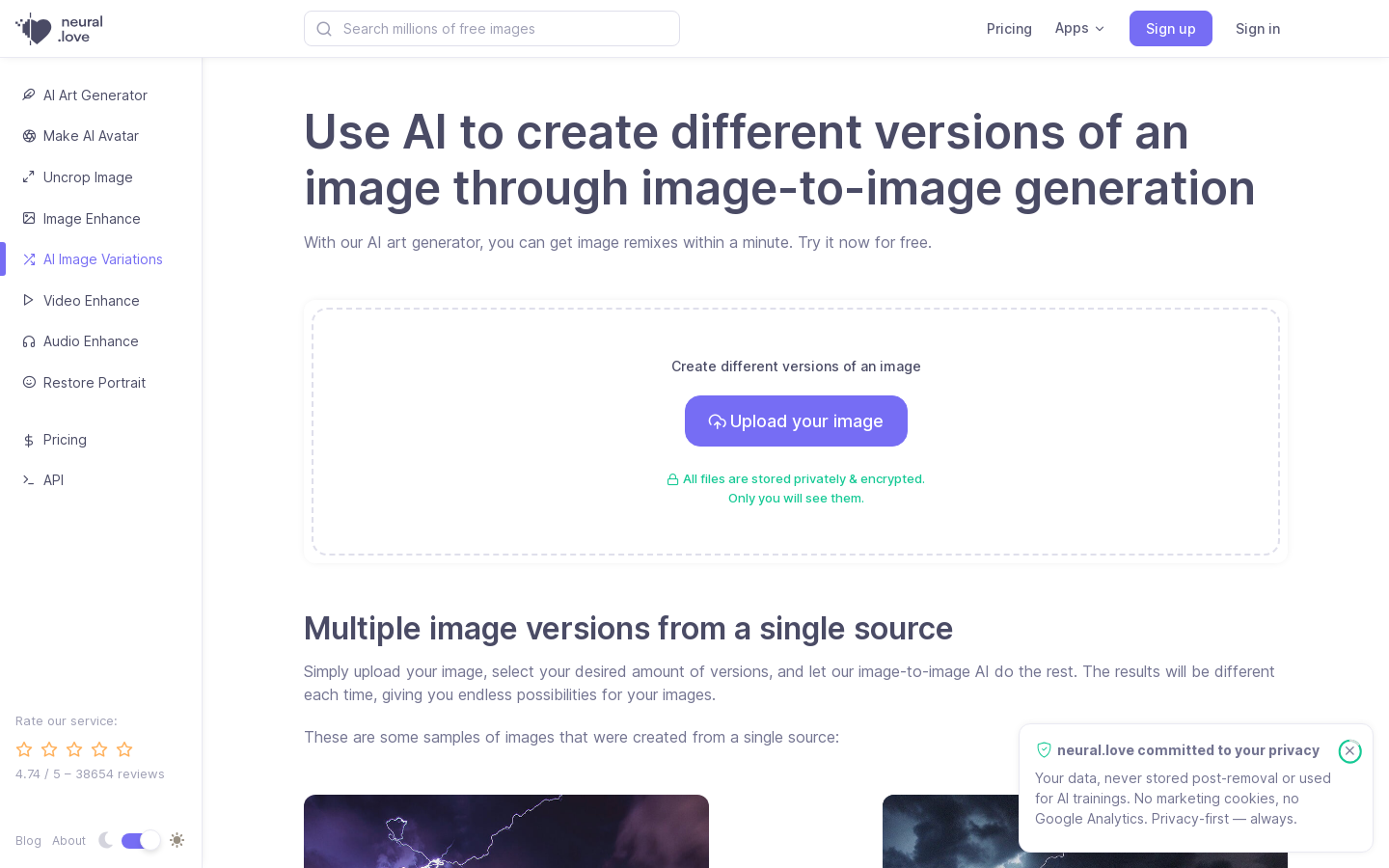 AI Image Variations by neural.love preview