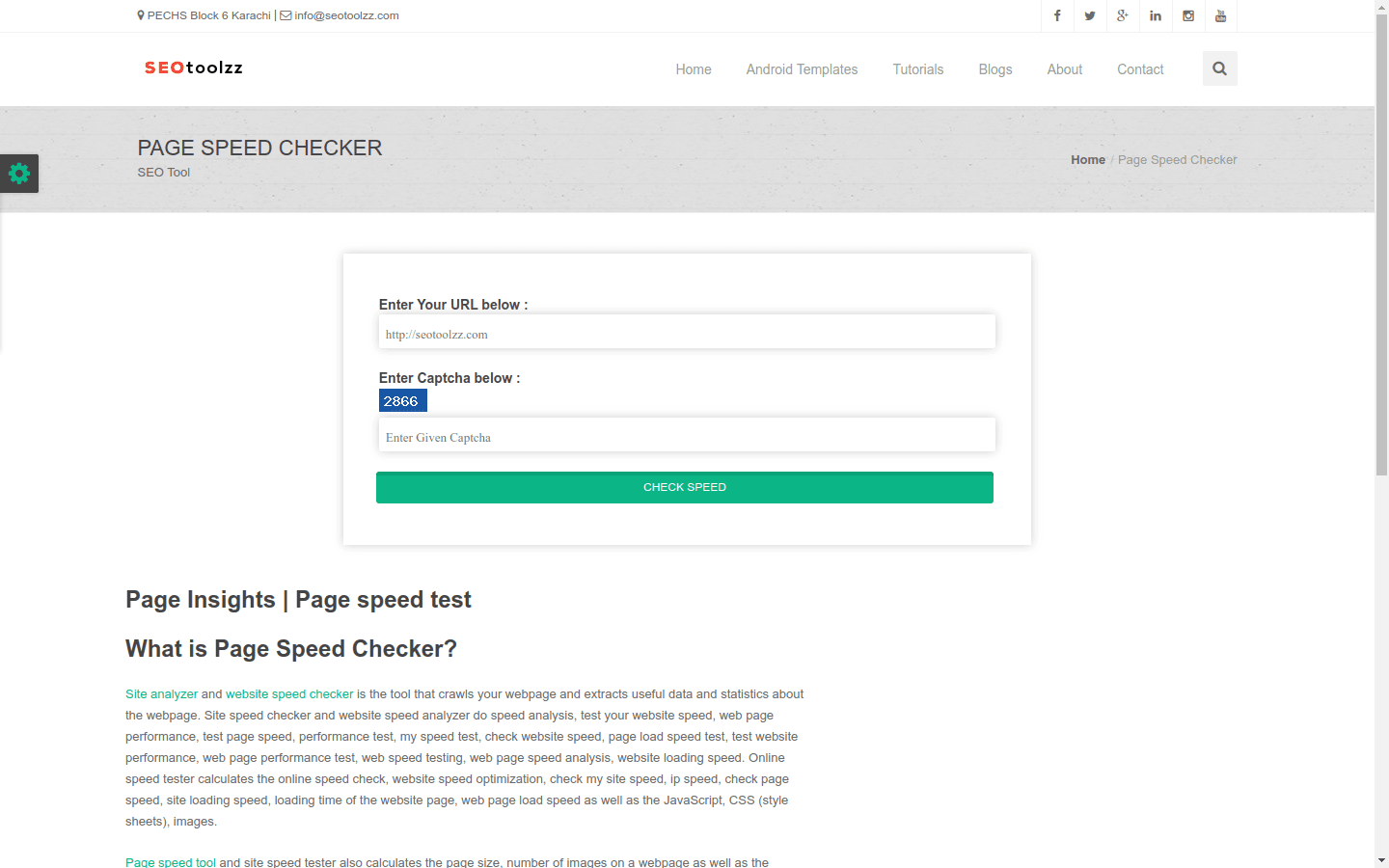 SEOToolzz Page Speed Checker preview