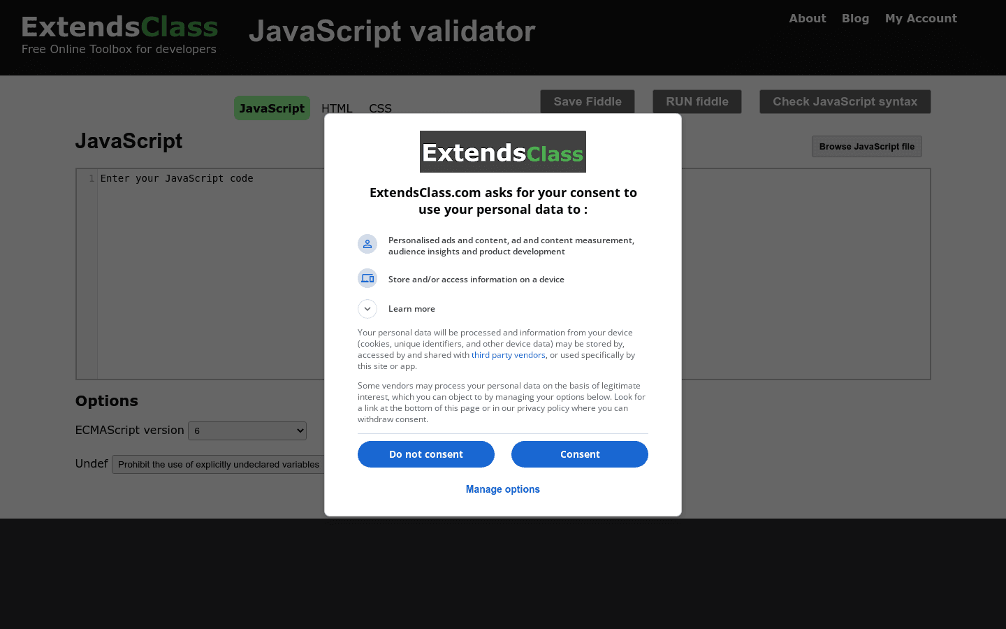 JavaScript validator preview