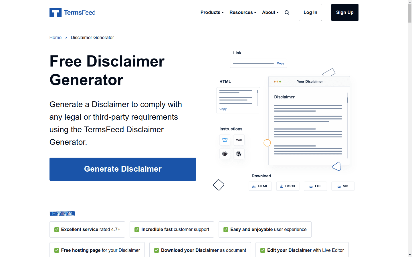 Disclaimer Generator preview