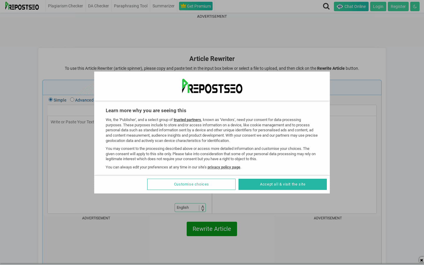 Article Rewriter preview