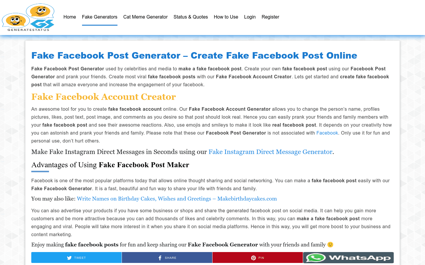 Facebook Post Generator preview