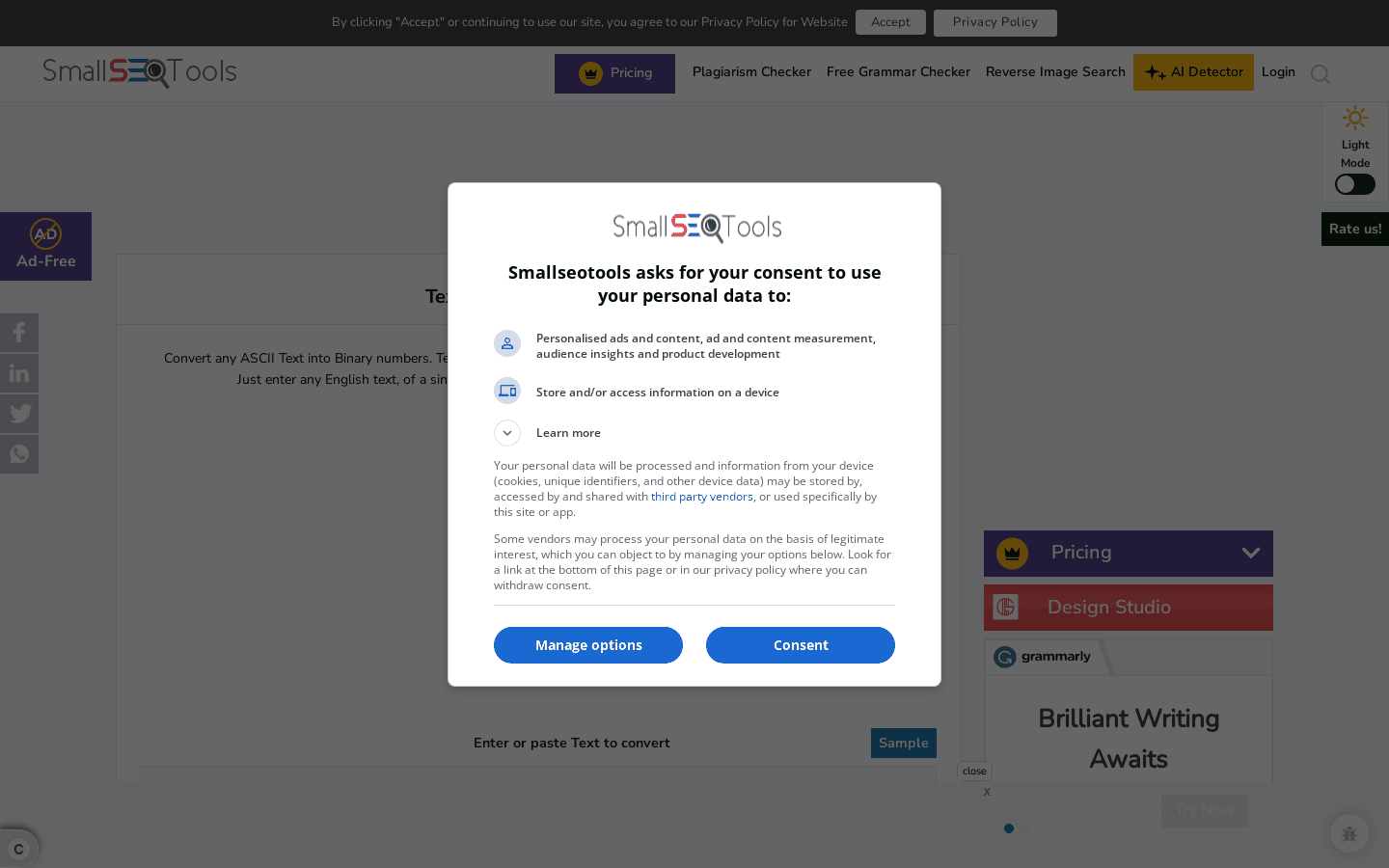 Text to Binary preview