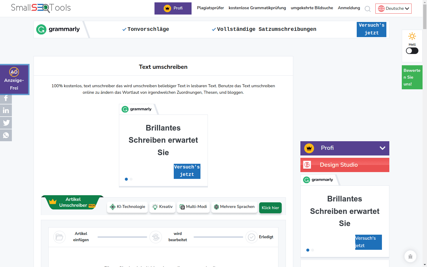SmallSEOTools - Article Rewriter preview
