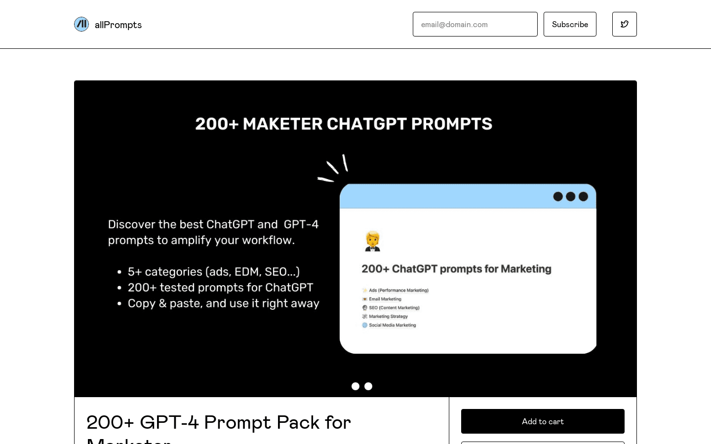200+ GPT-4 Prompt Pack for Marketer preview