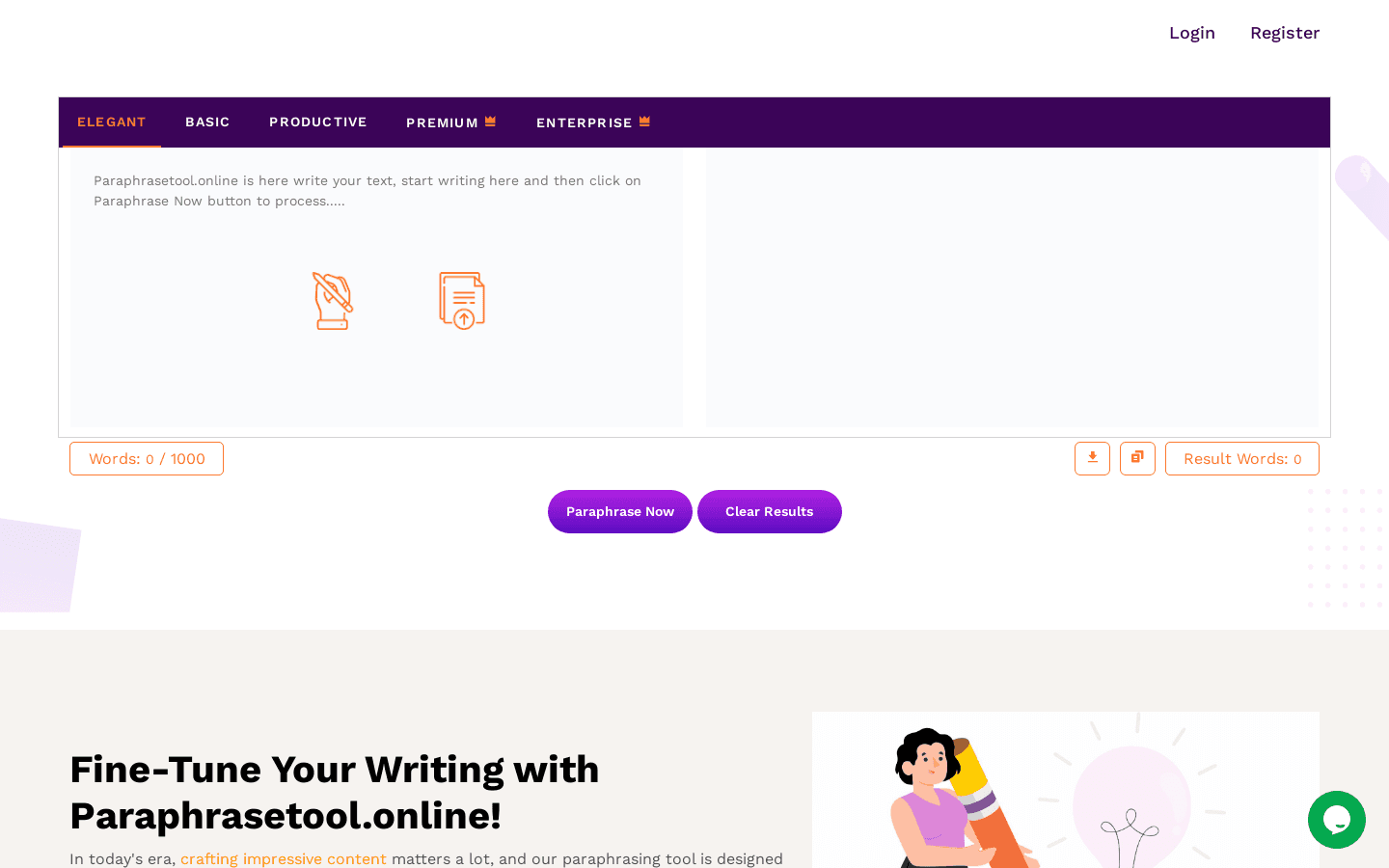 ParaphraseTool.Online preview