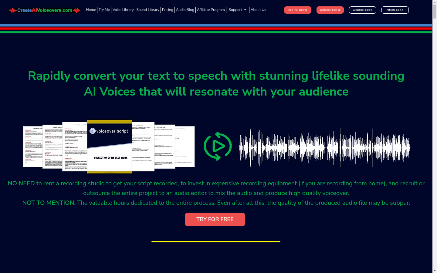Create AI Voice Overs preview