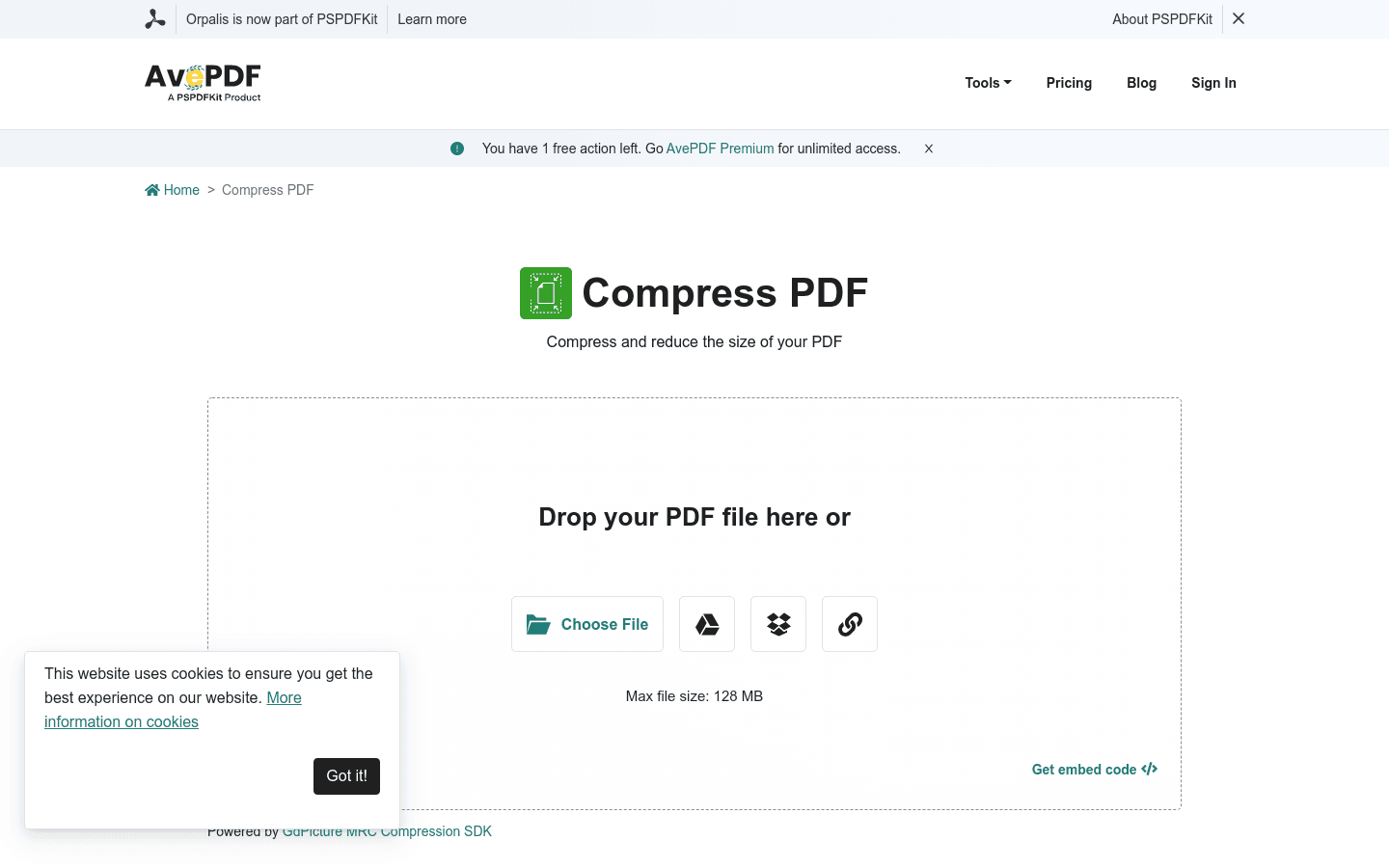 Compress PDF preview