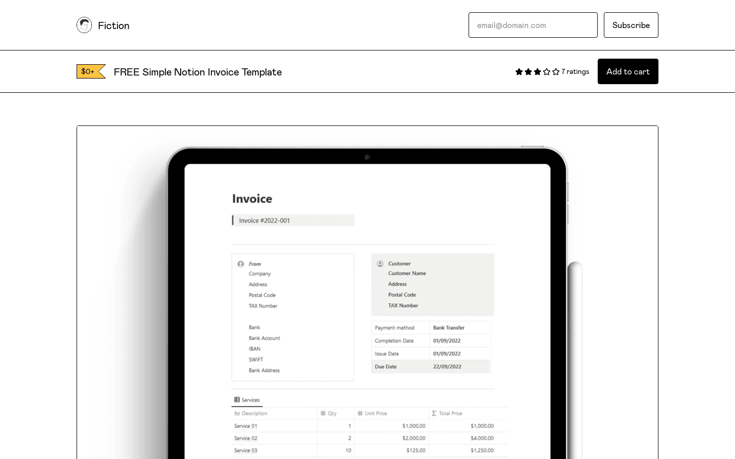 FREE Simple Notion Invoice Template preview