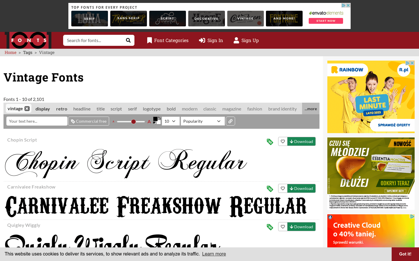 Vintage Fonts preview