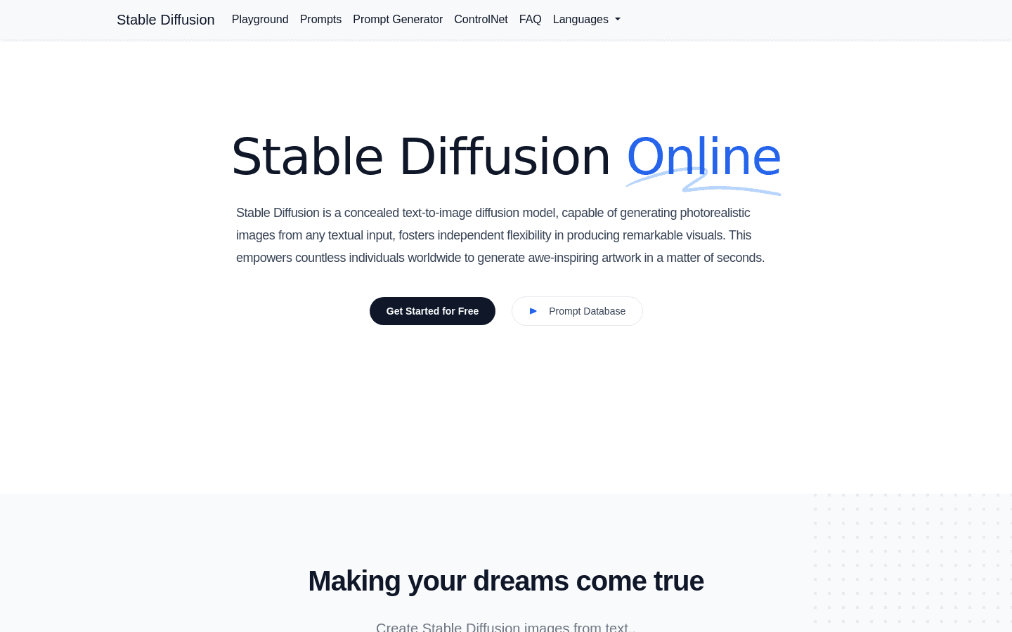 Stable Diffusion Online preview