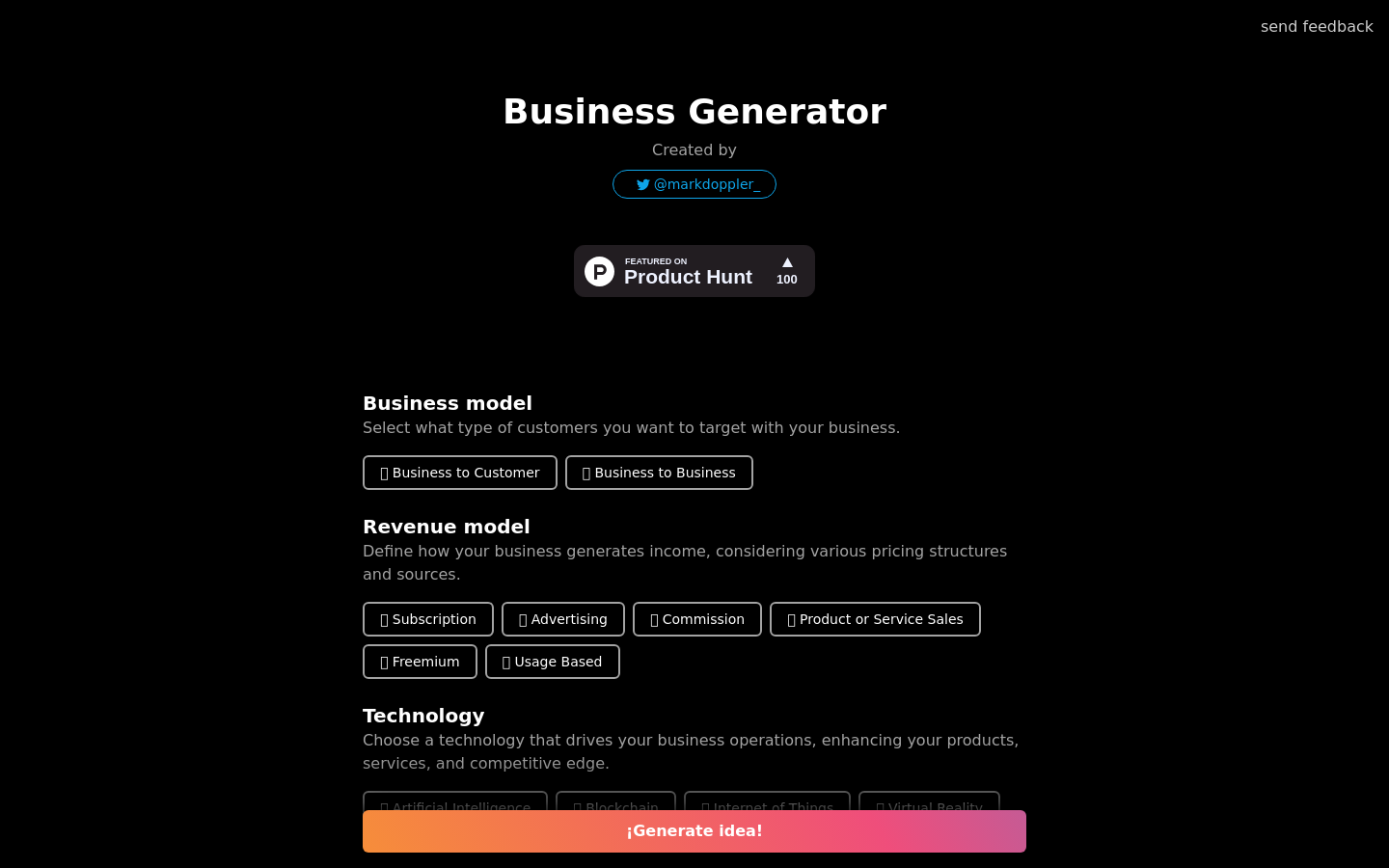 Business Generator preview